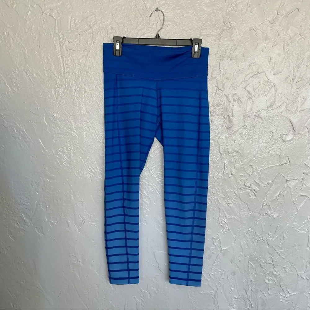 Vineyard Vines Dip Dye Ombre Striped Performance Leggings Royal Ocean Blue - Picture 1 of 4